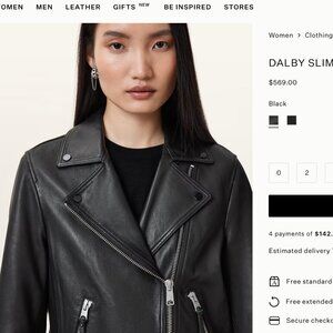 Allsaints Dalby Slim Fit Leather Biker Jacket US 0